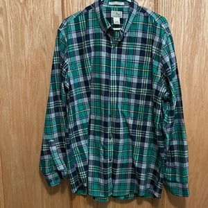 L.L. Bean men’s long sleeve button down plaid shirt.